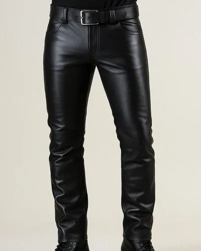 Black Goatskin Men Leather Pant