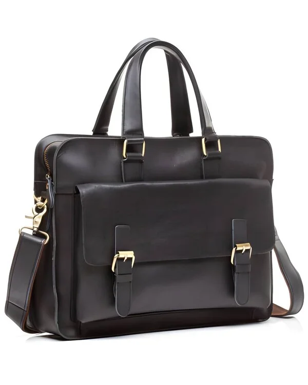 Black Leather Laptop Briefcase Manufactured By Schott Leather