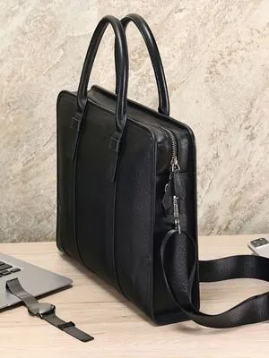 Black Leather Laptop Briefcase Manufactured by Schott Leather
