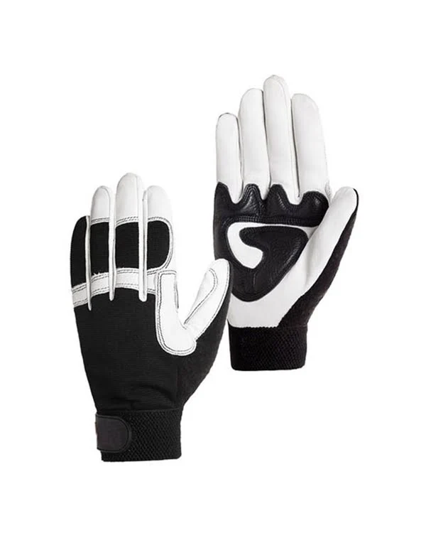 Black and White Hand Grip Mechanic Glove