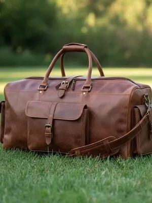 Classic Leather Travel Duffel Bag