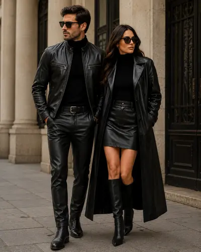 Couples Wearing Leather Garments By Schott Leather