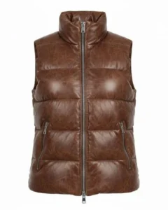 Custom Leather Puffer Vest by Schott Leather