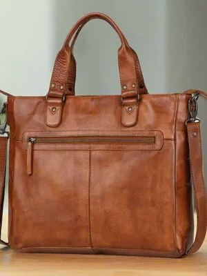 Custom Leather Tote Laptop Bag