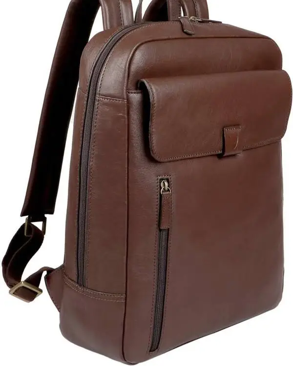 Custom Made brown Leather Laptop Backpack