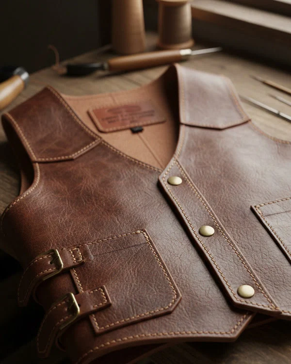 Custom Vest Manufactured in Premium Quality Leather