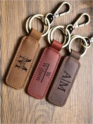 Custom logo leather keychains