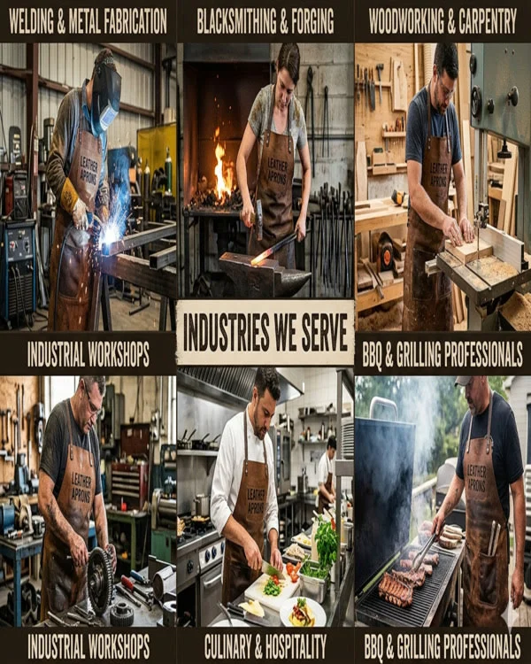 Different Professionals Wearing Leather Aprons by Schott Leather