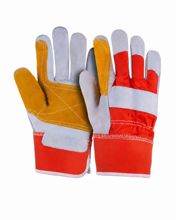Double Palm Orange Cuff Split Leather Rigger Glove By Schott Leather