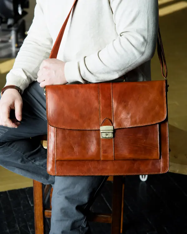 Executive Custom Leather Briefcase Manufactured By Schott Leather