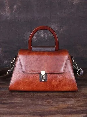 Fashion Brown Cowhide Leather Handbag