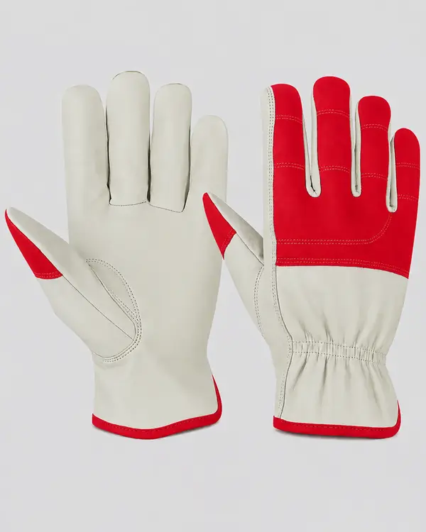 Leather Driver Glove With Back Red Fabric