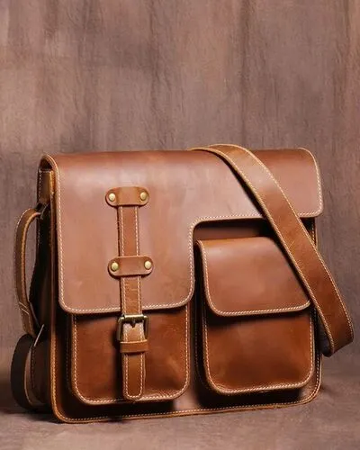 Leather Messenger Bag By Schott Leather