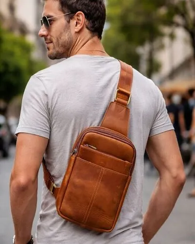 Leather Sling & Crossbody Bag Manufactured By Schott Leather