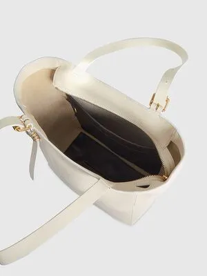 Leather tote bag with zipper
