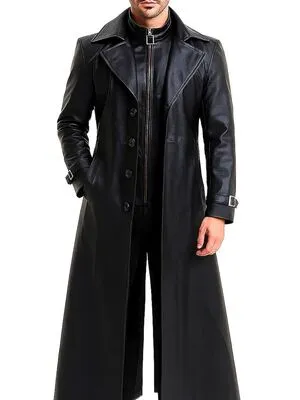 Long Leather Trench coat