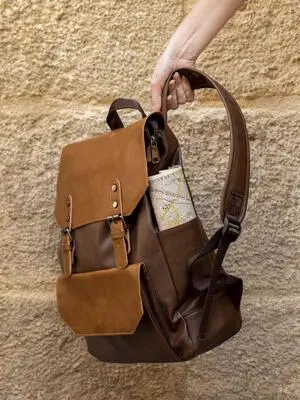 Men Holding Custom Leather backpack By Schott Leather