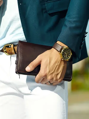 Men Holding Leather Wallet