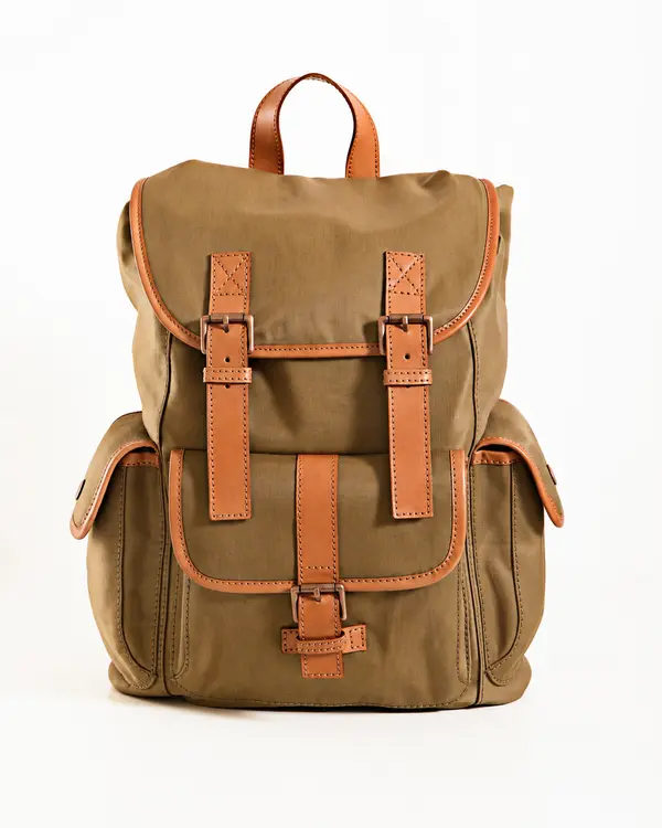 Private Label Canvas custom Backpack WIth Leather Strips