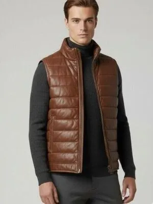 Puffer Leather Vest