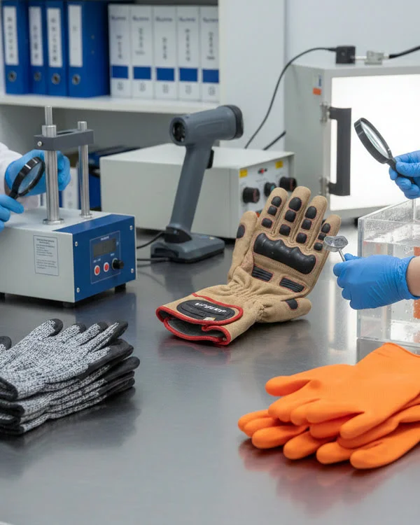 Quality Check of Leather Safety Gloves