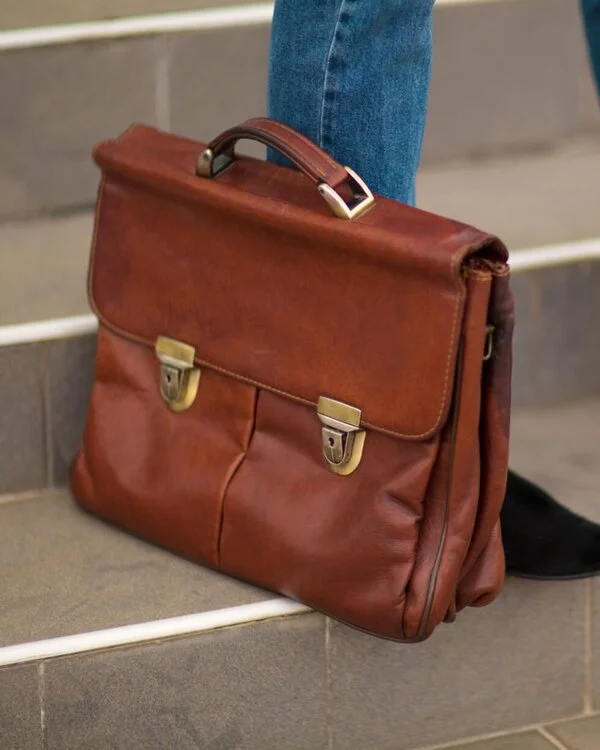 Slim Cowhide business Briefcase Manufactured by Schott Leather