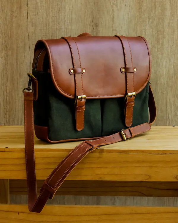 Top Grain and Suede Leather Briefcase manufactured By Schott Leather