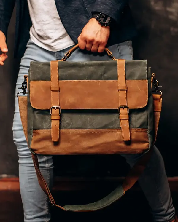 Two Color Suede Leather Custom briefcase By Schott Leather