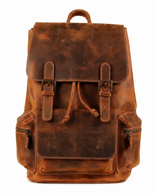 Vintage Cowhide Leather Backpack Manufactured by Schott Leather