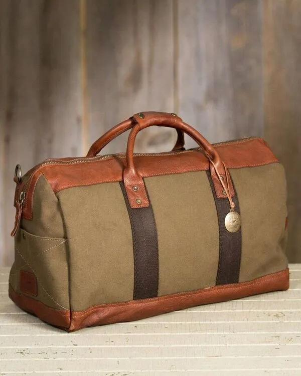 Weekend & overnight leather and Canvas Duffle bag Manufactured By Schott Leather
