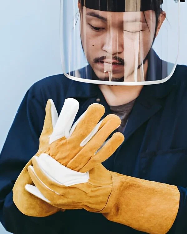 Welder Wearing Premium Quality Safety Gloves By Schott Leather