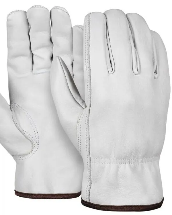 White Leather Driver Glove With Black Maxi