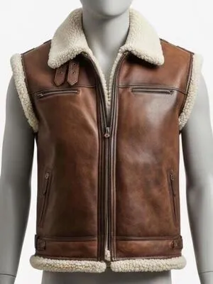 Winter and insulated Shearling Custom bomber leather vest