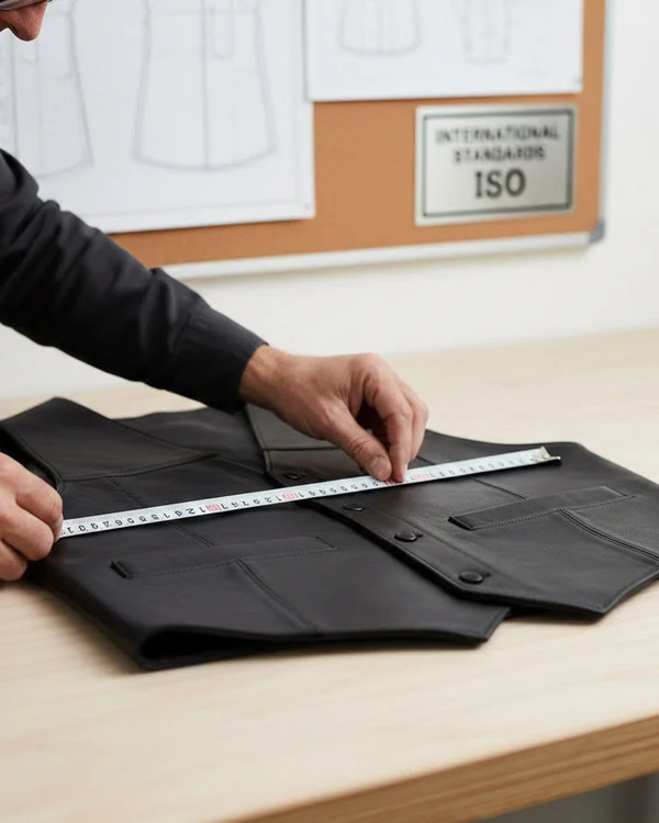 Worker Checking Quality Standards of Custom Leather Vest