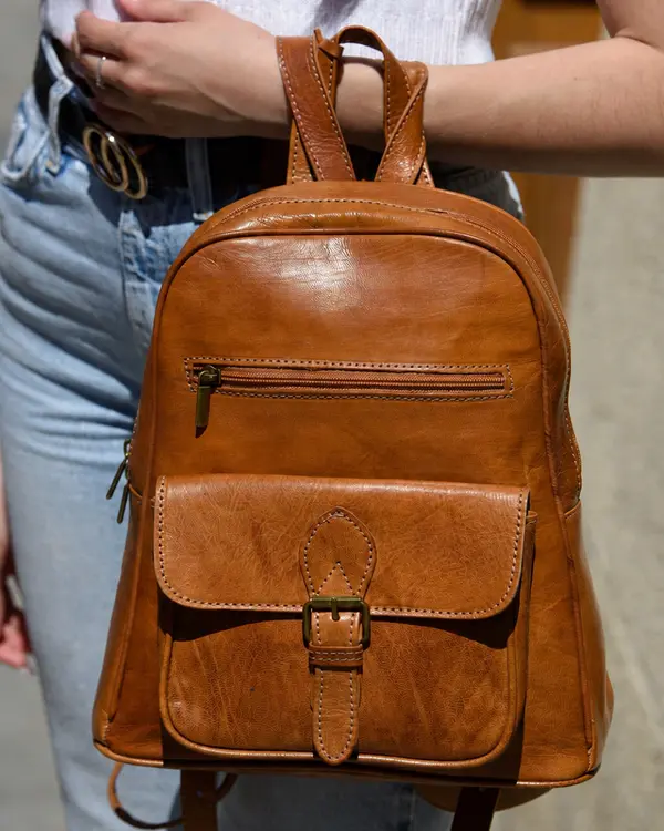 Minimalist Design Ladies Leather Backpack Manufactured By Schott Leather